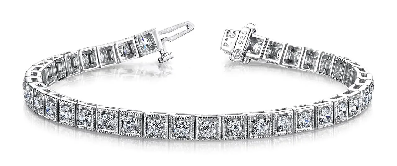 Diamond Square Link Diamond Bracelet with 2.46 ct.(finished) 2.5mm