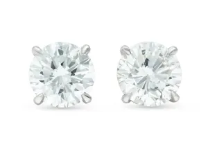 Diamond Stud Earrings, 3.03 total carats, H-I color, in Platinum