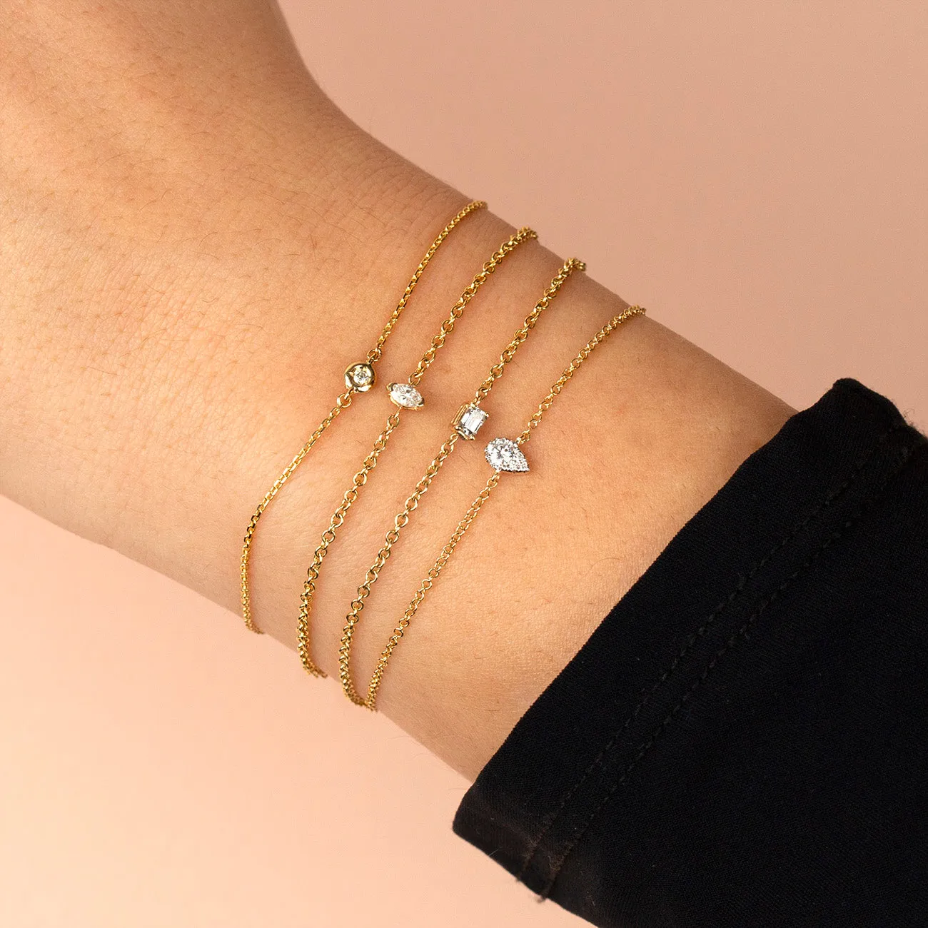 Diamond Tiny Marquise Bracelet 14K