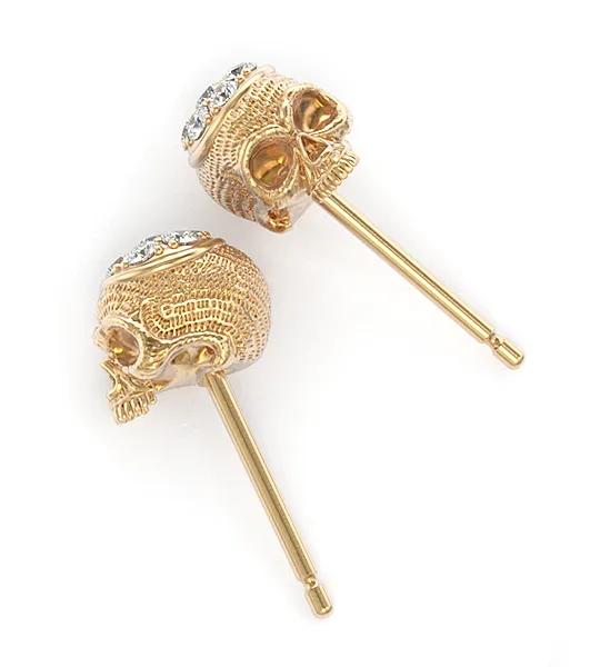 Diamond Top Skull Earring Studs