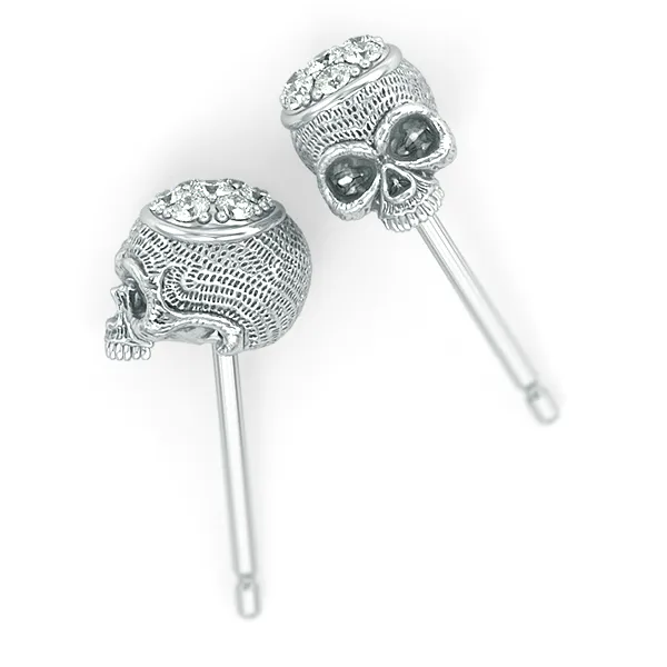 Diamond Top Skull Earring Studs