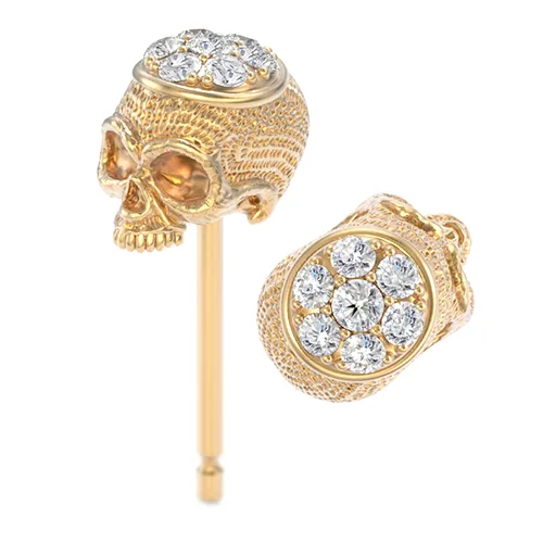Diamond Top Skull Earring Studs