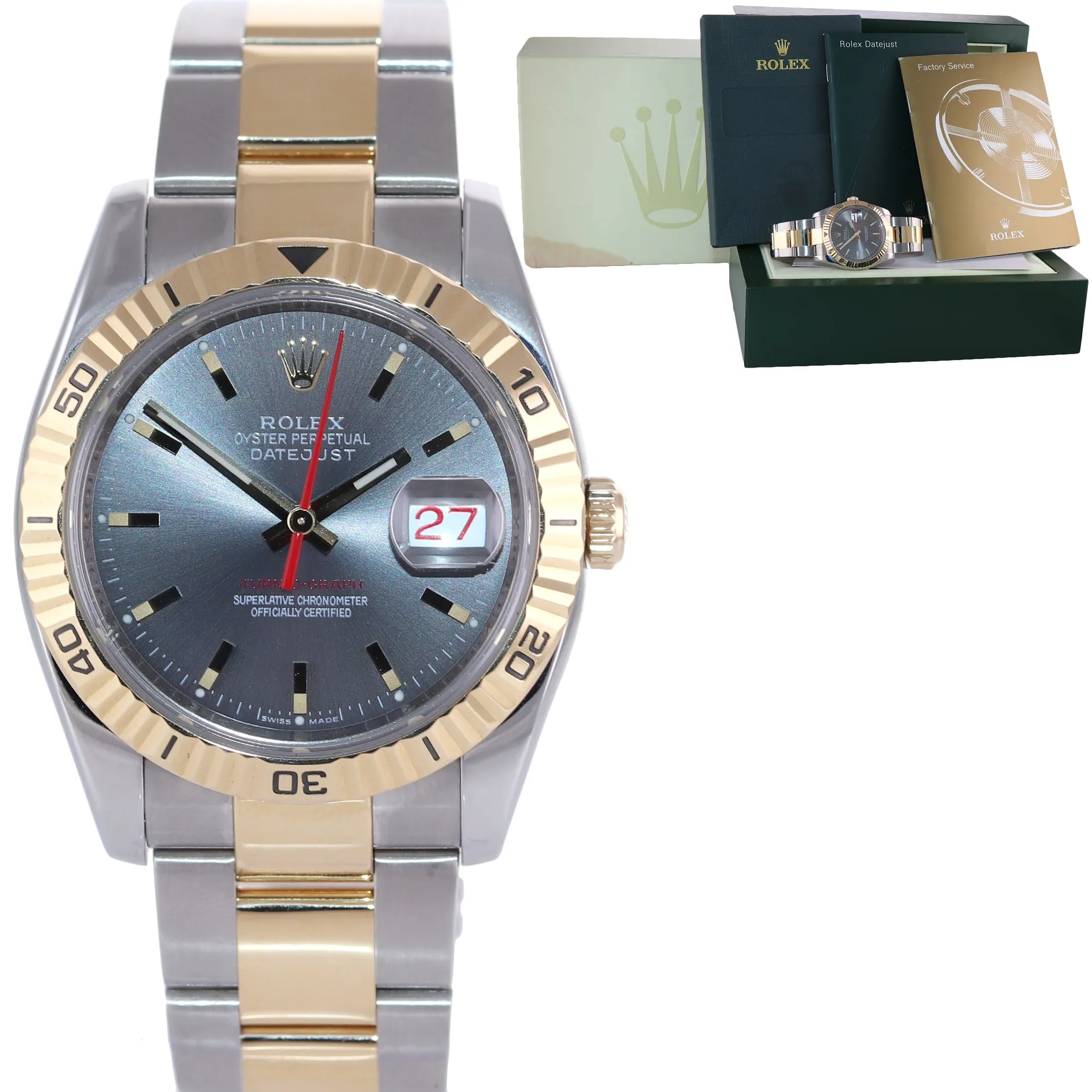 DISCONTIUNED Rolex DateJust 116263 Turn-O-Graph Thunderbird Slate Grey Watch