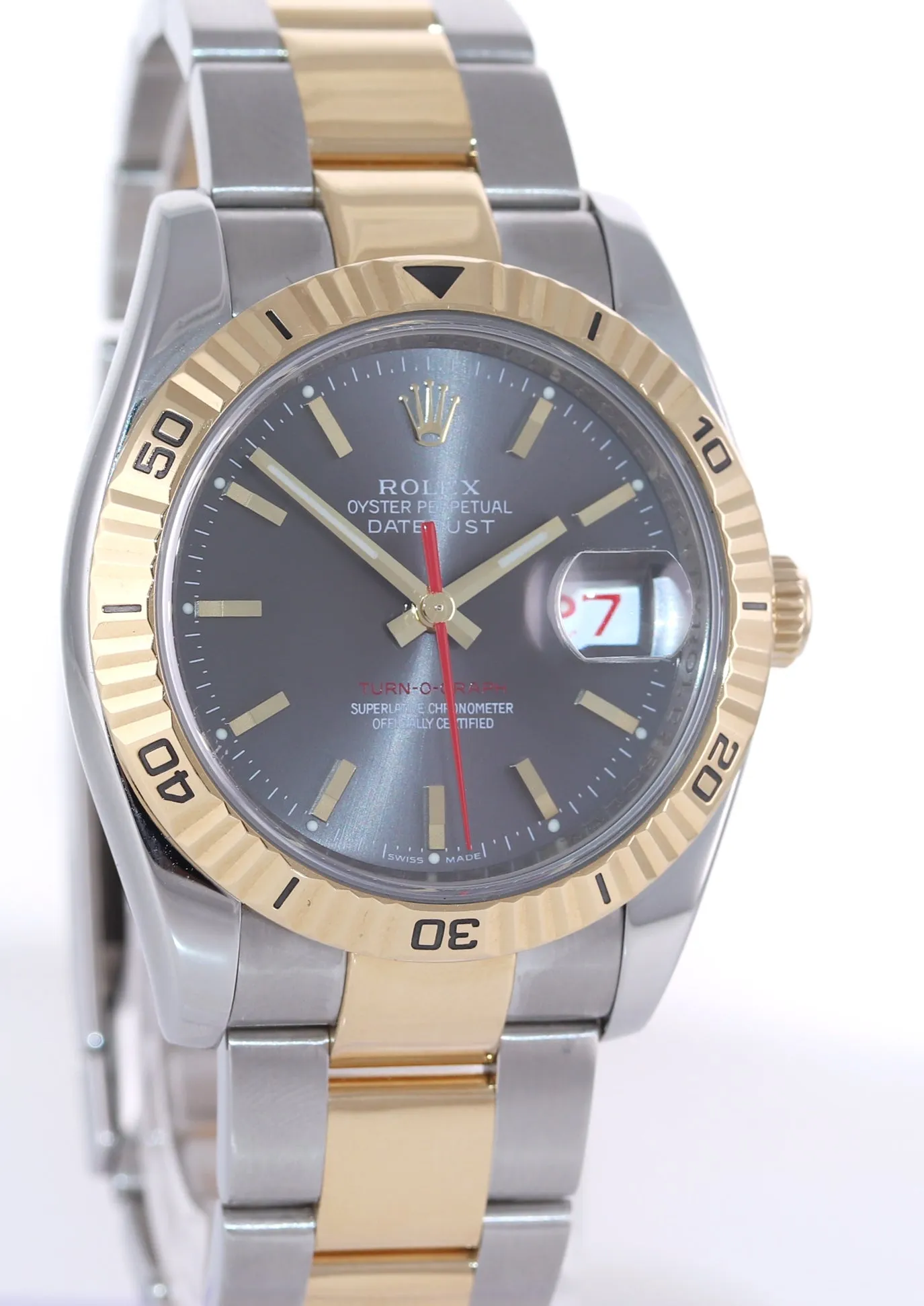 DISCONTIUNED Rolex DateJust 116263 Turn-O-Graph Thunderbird Slate Grey Watch