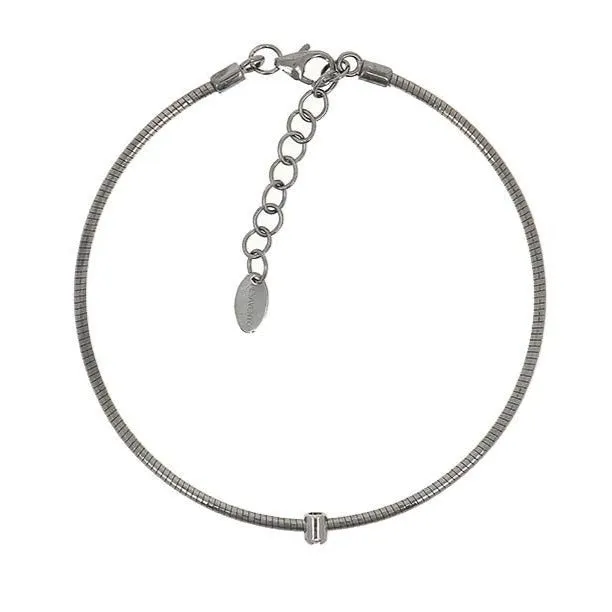 DNA Ruthenium Plated Sterling Silver and Diamond Bracelet