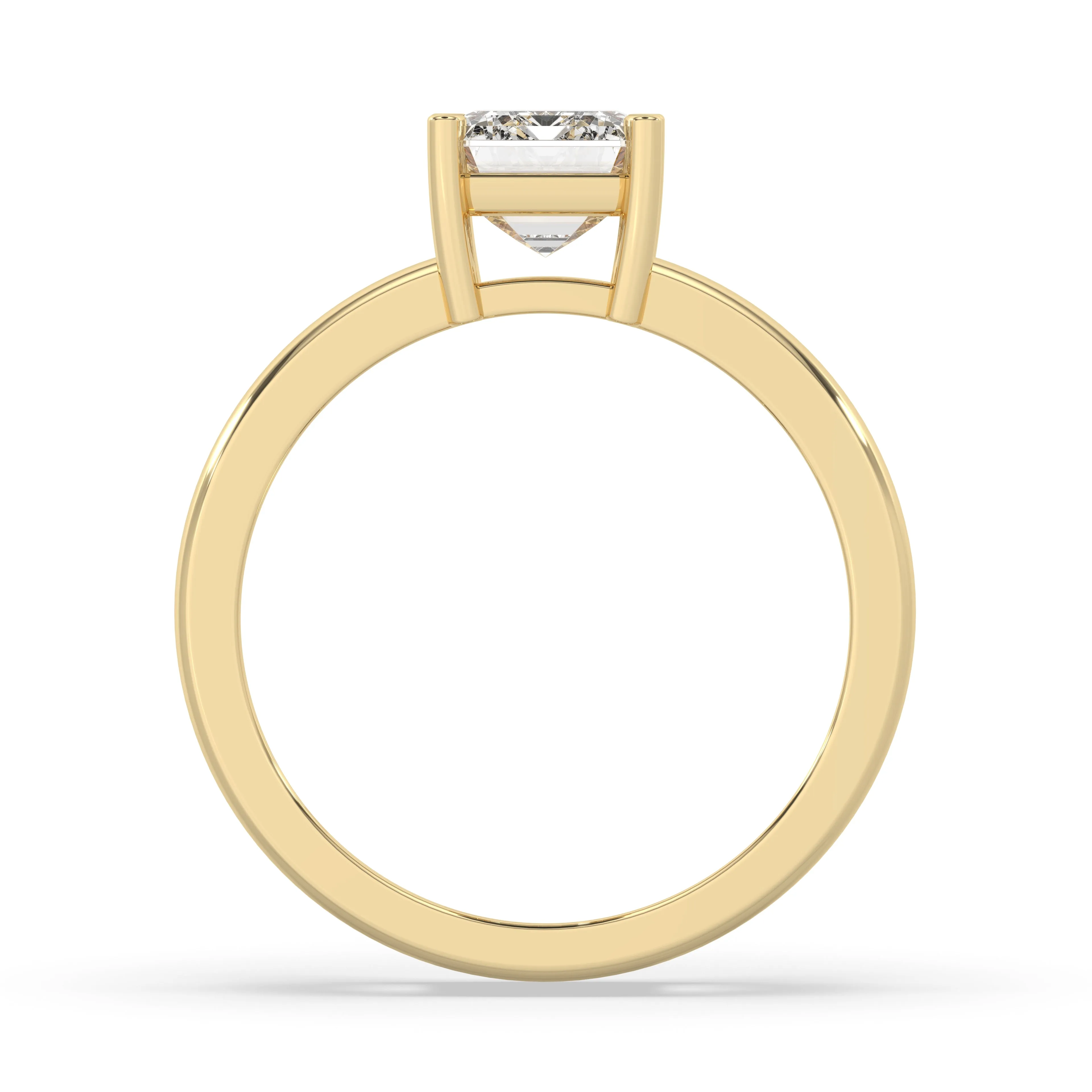 Double Band Emerald Cut Solitaire Ring