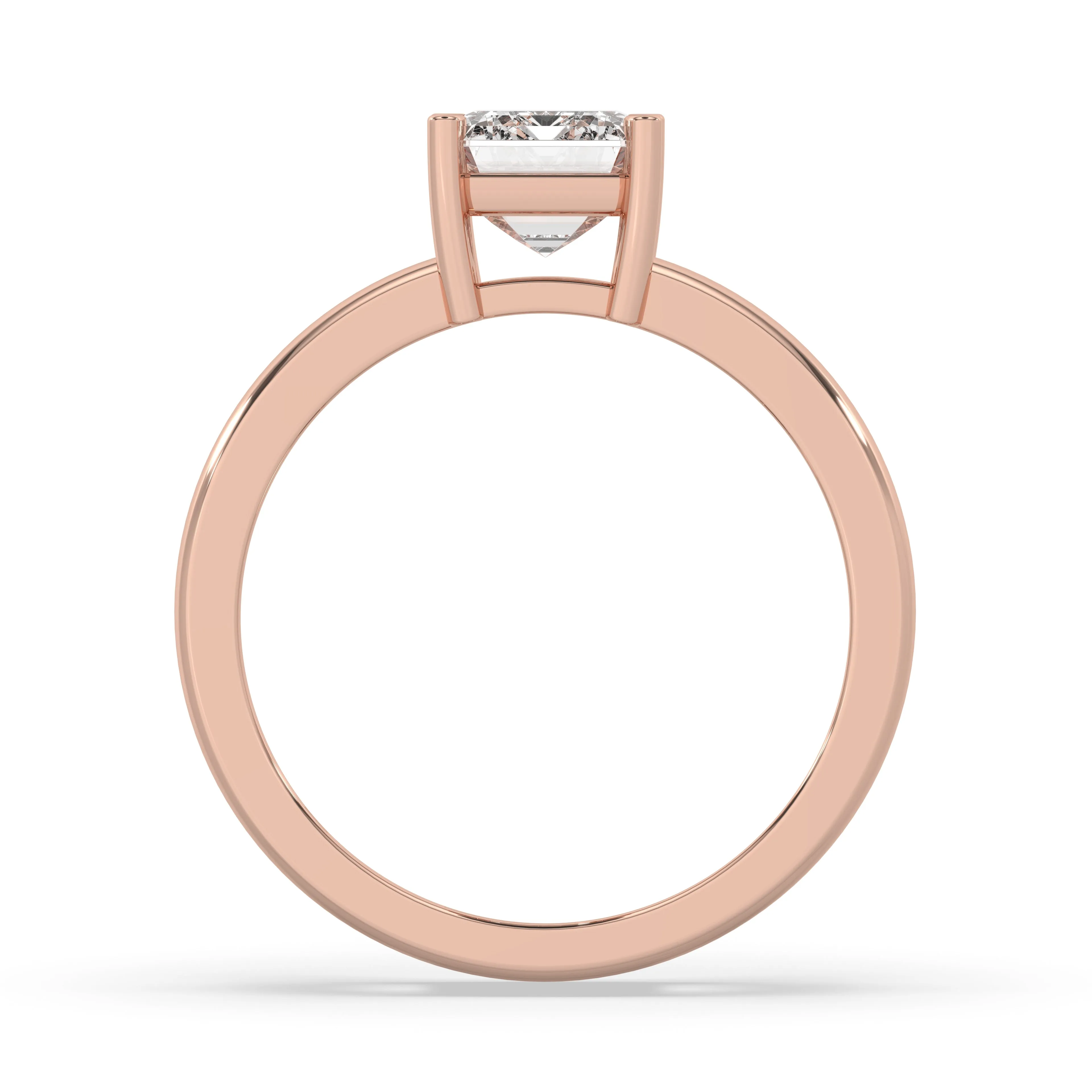 Double Band Emerald Cut Solitaire Ring