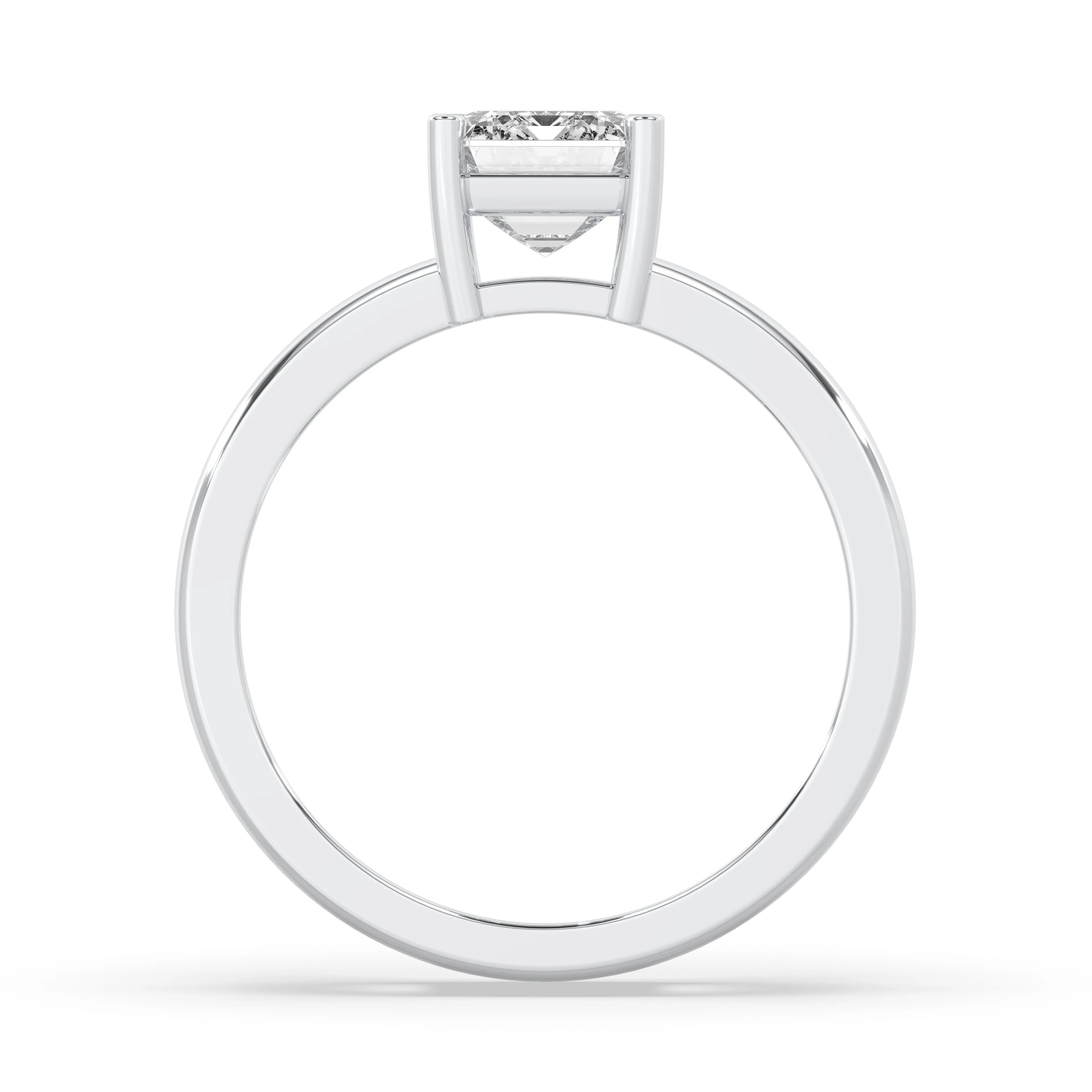 Double Band Emerald Cut Solitaire Ring