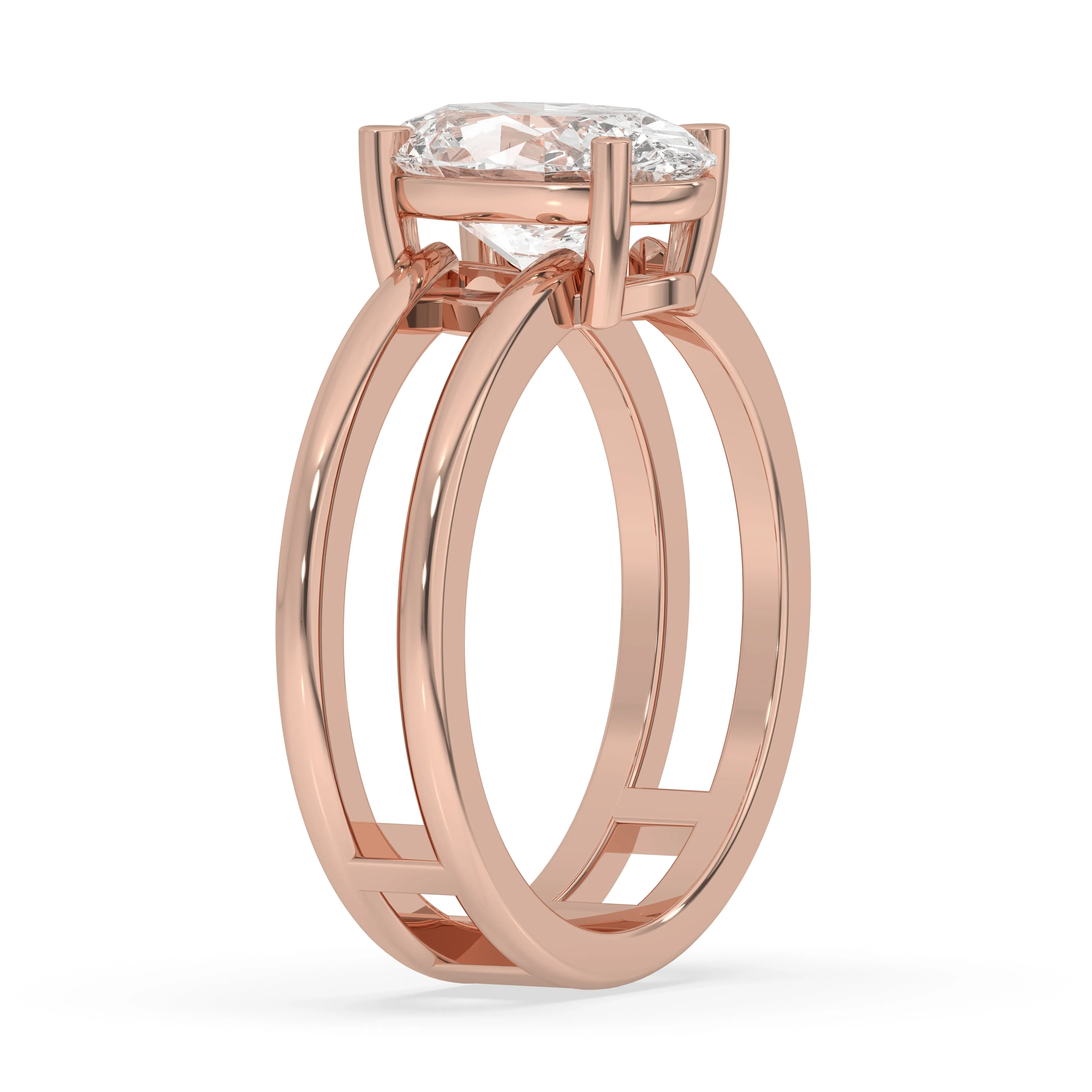 Double Band Oval Solitaire Ring