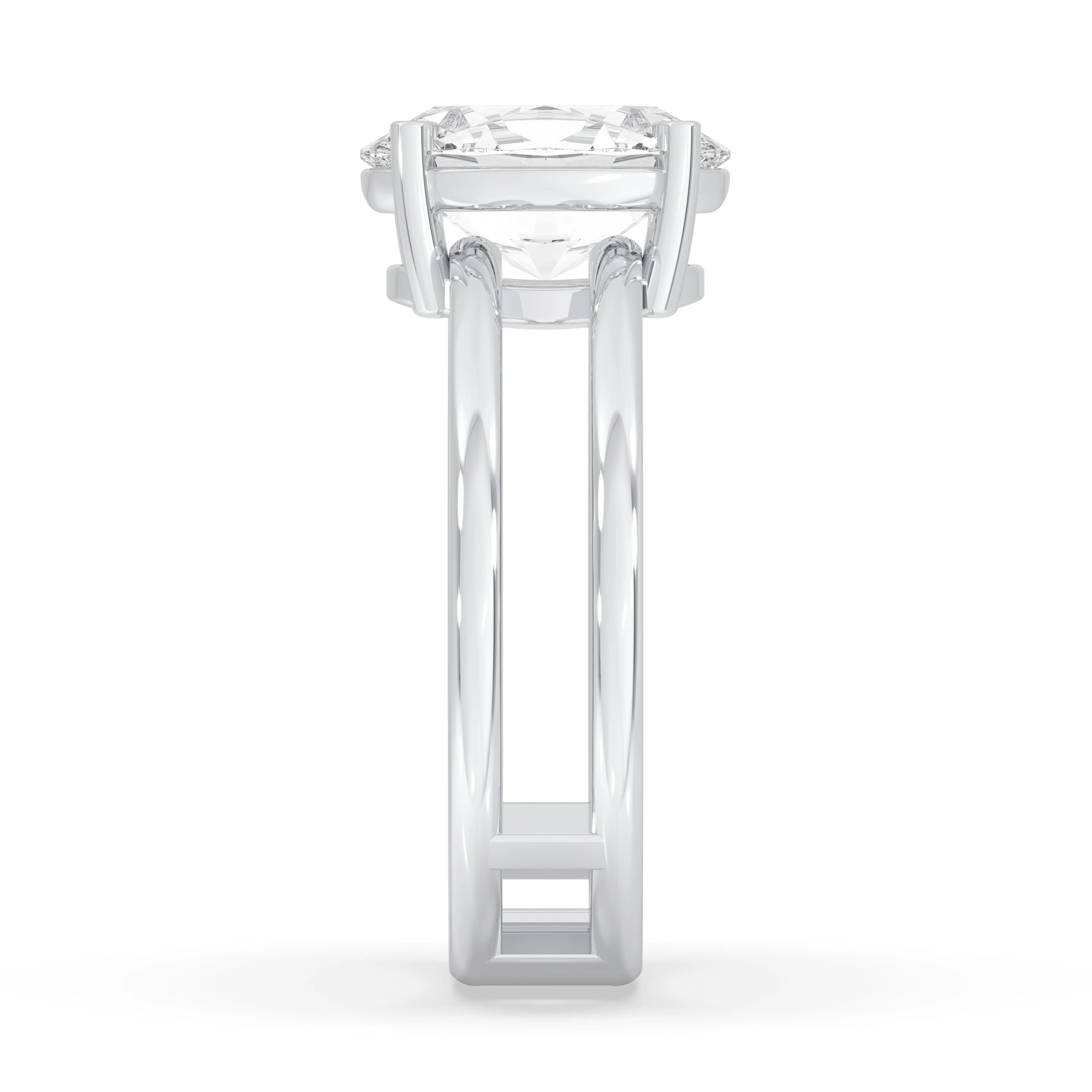 Double Band Oval Solitaire Ring