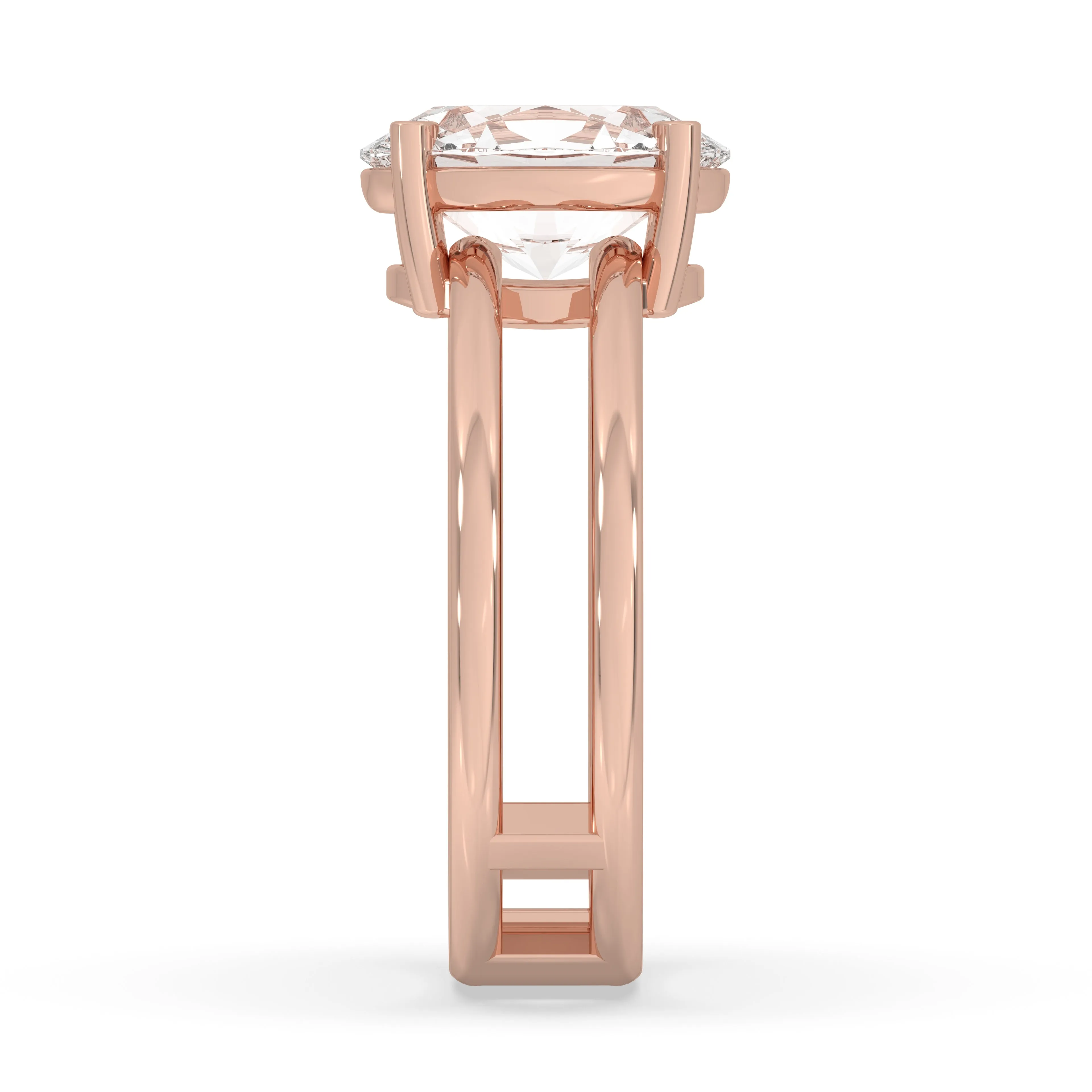 Double Band Oval Solitaire Ring