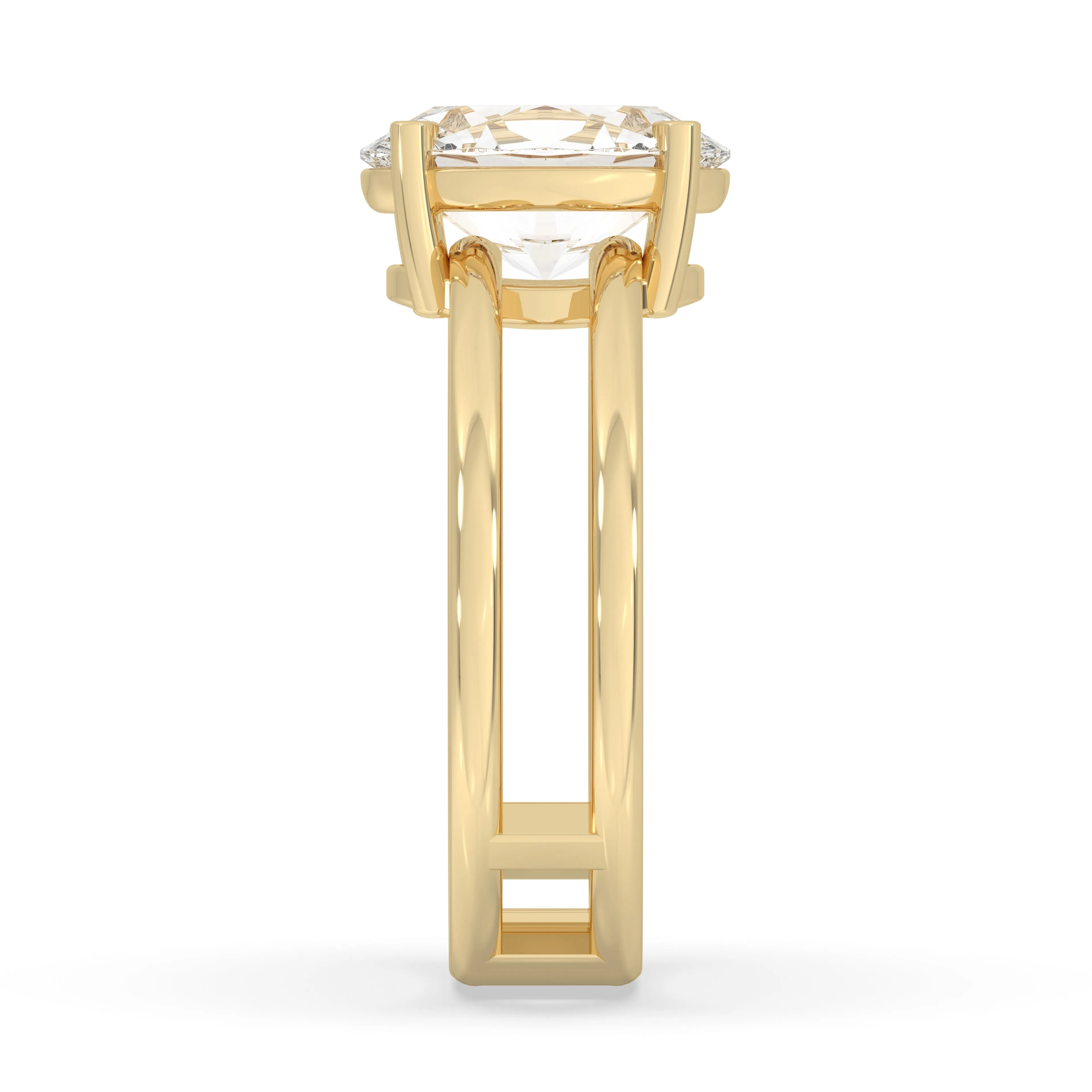 Double Band Oval Solitaire Ring