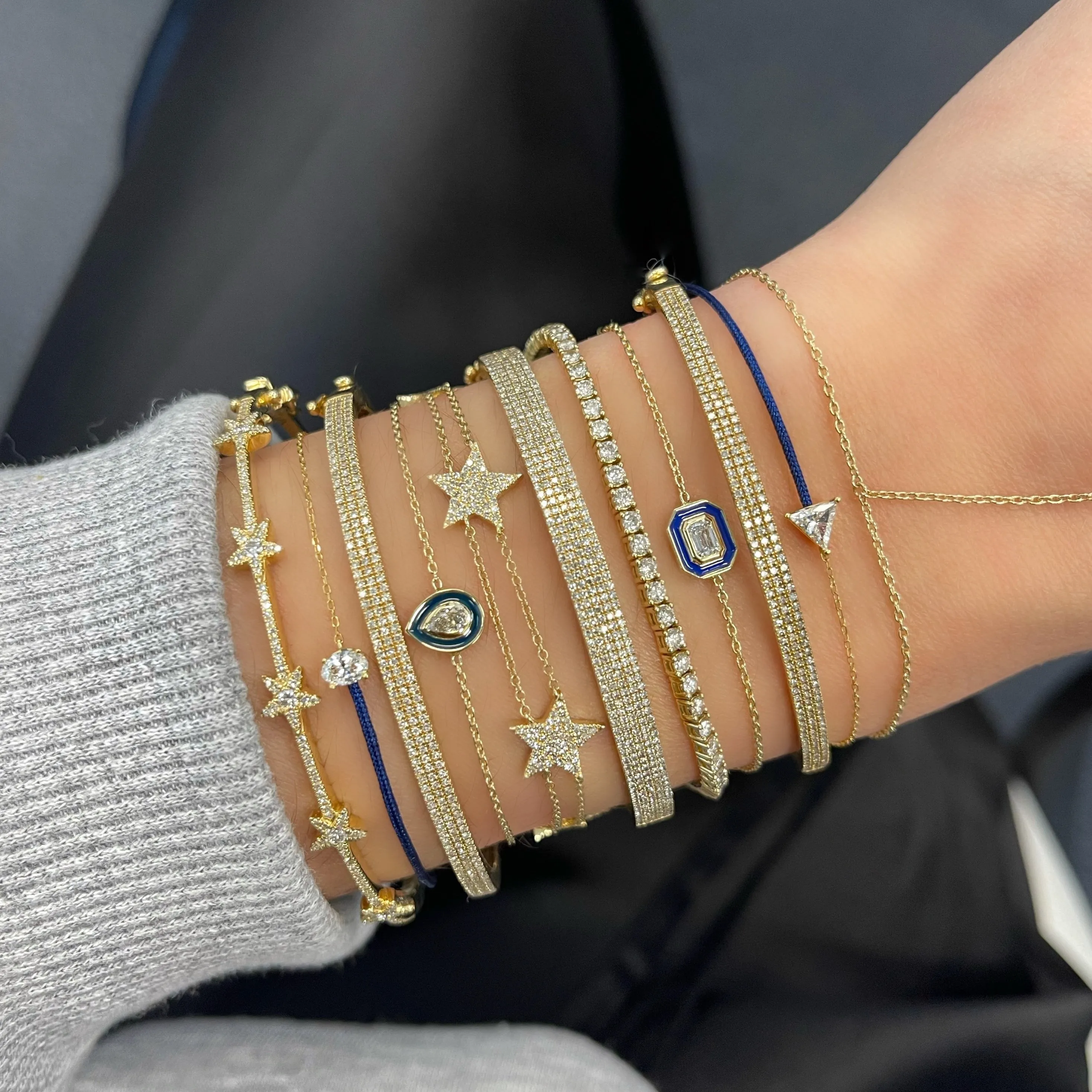 Double Chain Pave Stars Bracelet