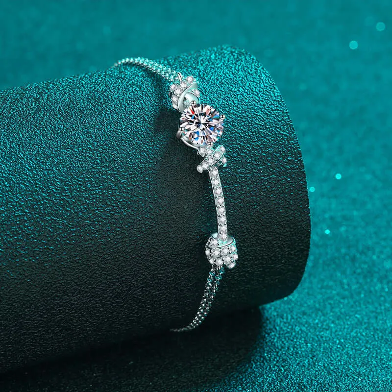 Double Chain Push-Pull Moissanite Bracelet