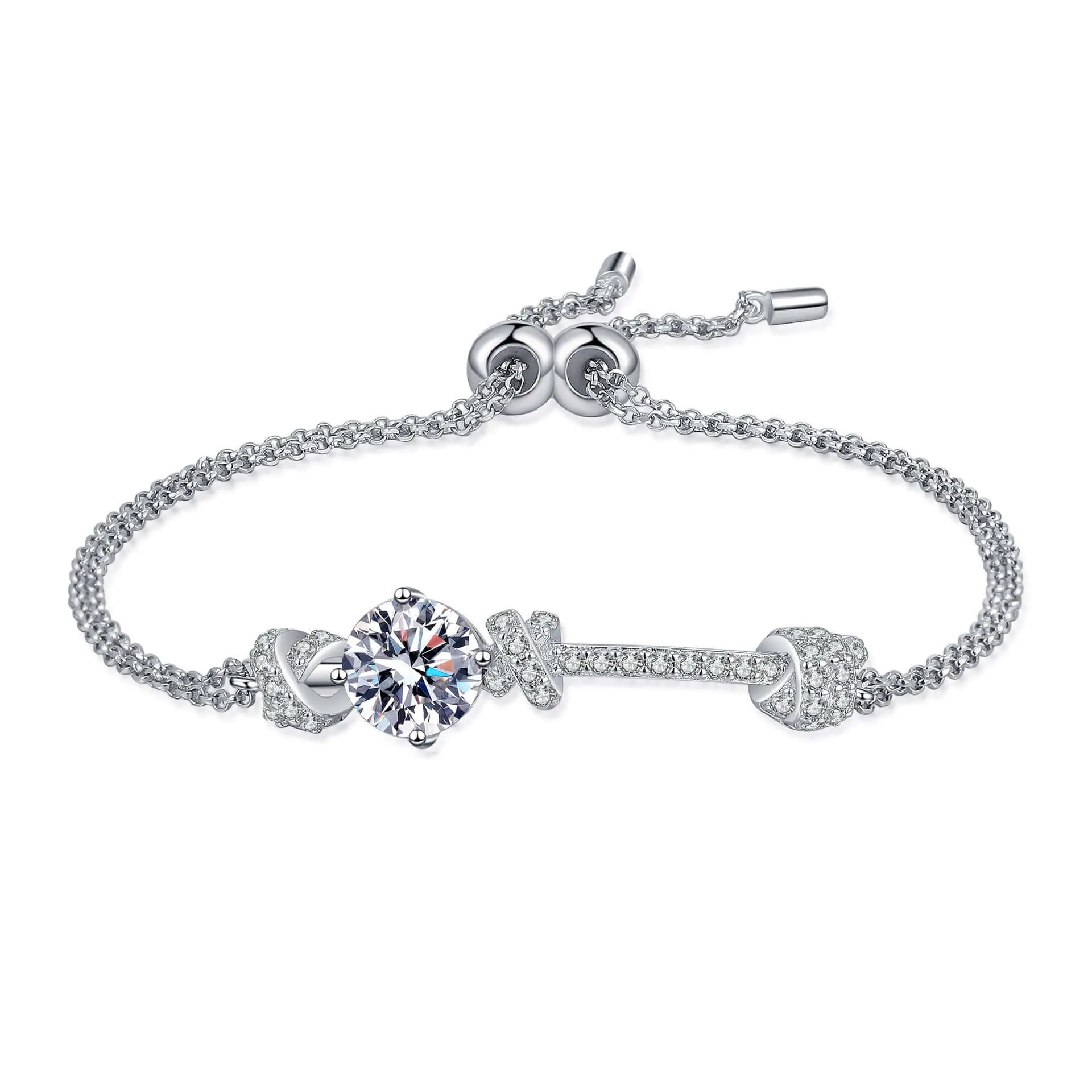 Double Chain Push-Pull Moissanite Bracelet