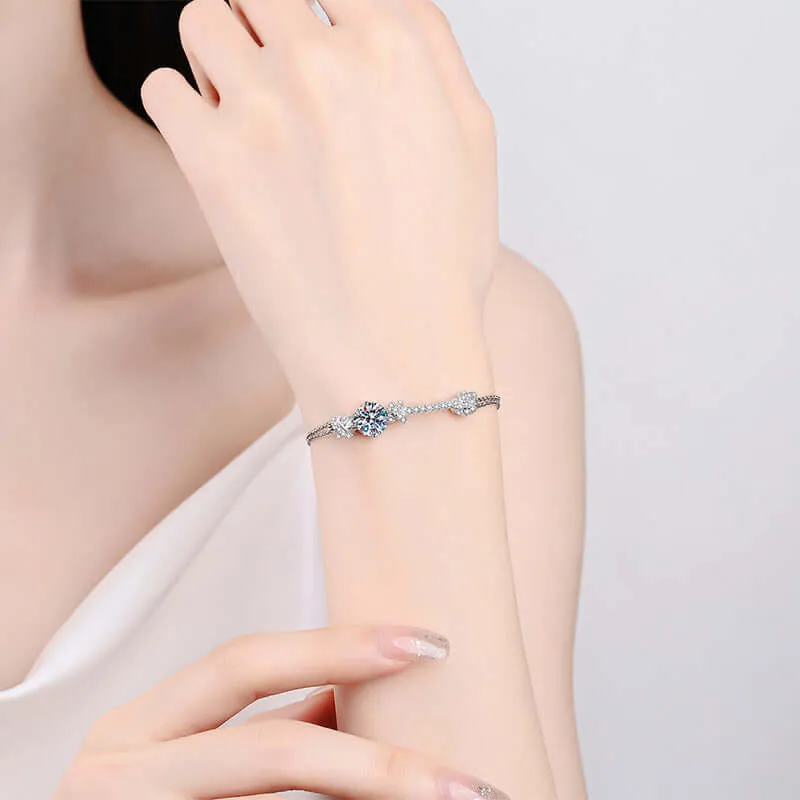 Double Chain Push-Pull Moissanite Bracelet