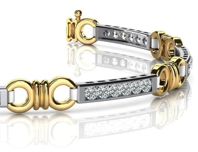 Double Circle Channel Diamond Bracelet with 0.76 ct.(finished) 1.5mm