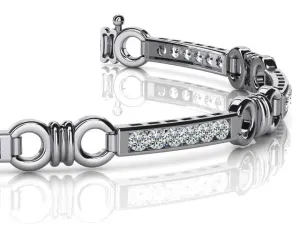 Double Circle Channel Diamond Bracelet with 0.76 ct.(finished) 1.5mm