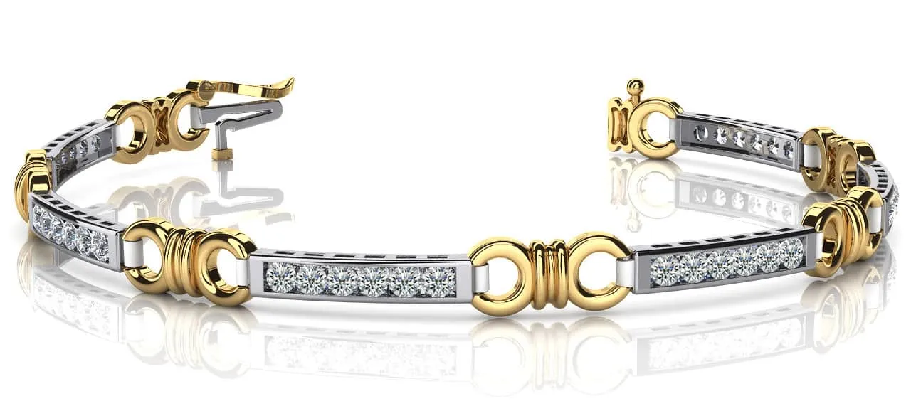Double Circle Channel Diamond Bracelet with 0.76 ct.(finished) 1.5mm