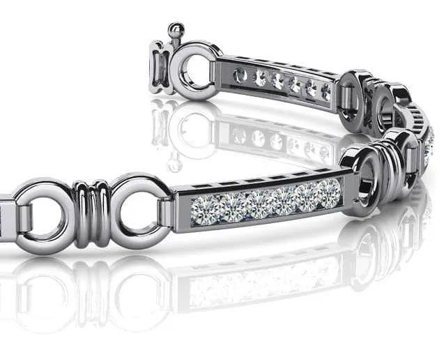Double Circle Channel Diamond Bracelet with 0.76 ct.(finished) 1.5mm