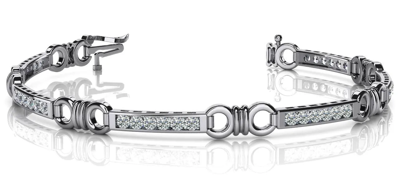 Double Circle Channel Diamond Bracelet with 0.76 ct.(finished) 1.5mm