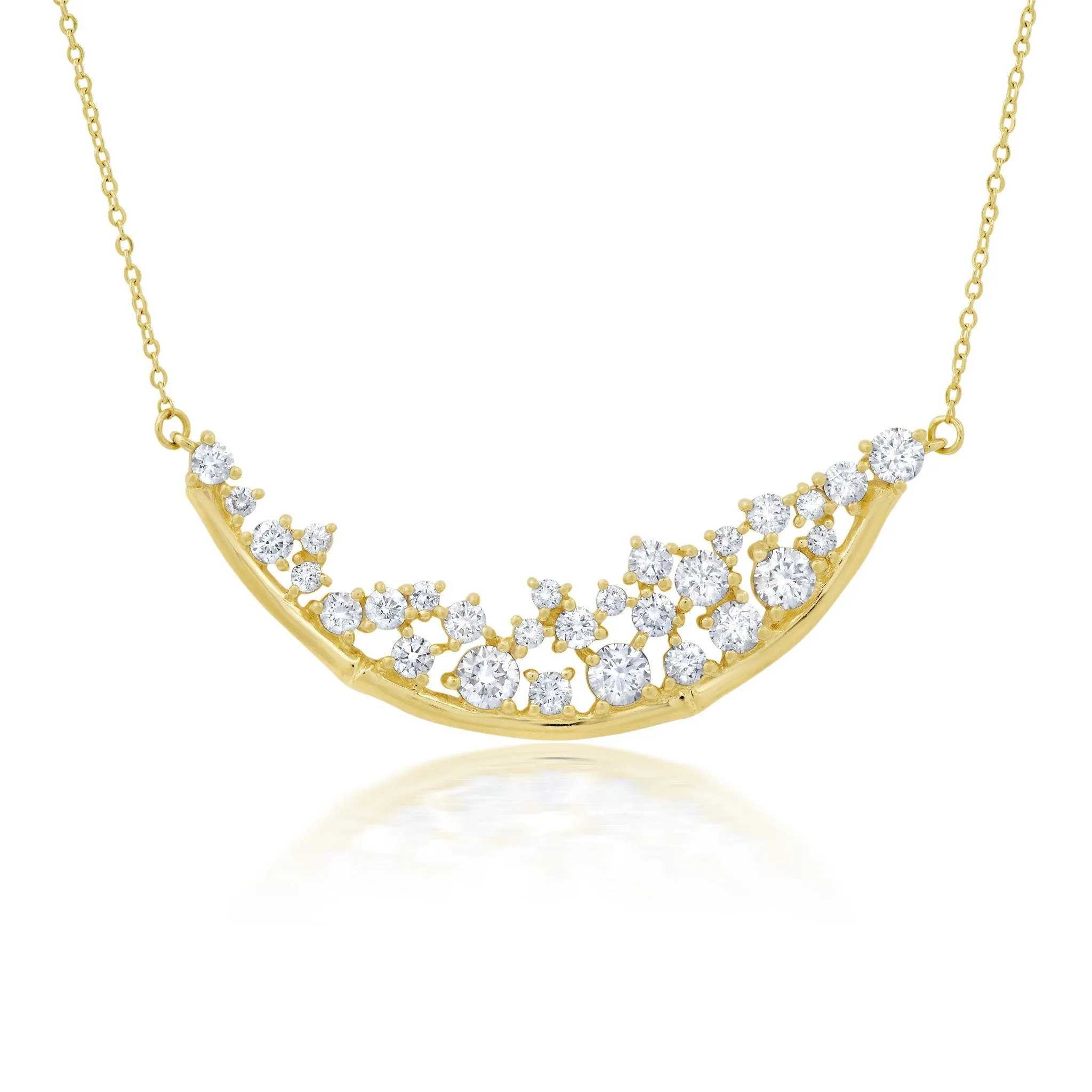 Double Diamond Moon Necklace