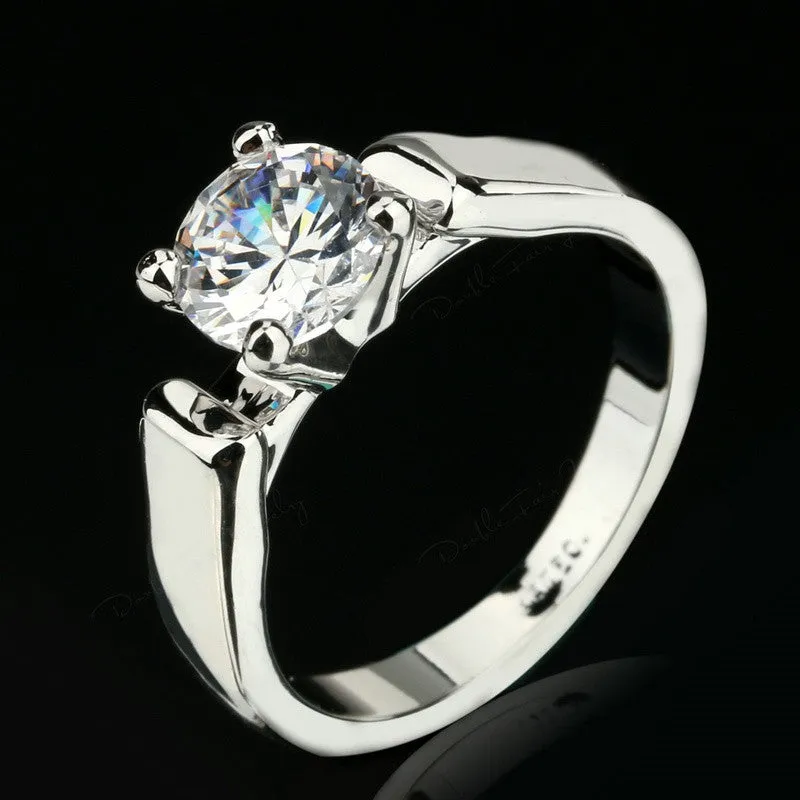 Double Fair Round Cut Cubic Zircon Engagement Rings Silver/Rose Gold Plated CZ Stone Wedding Jewelry For Man & Women Anel