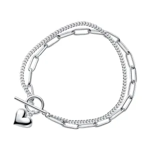 Double Layer Chain Heart Love Bracelet
