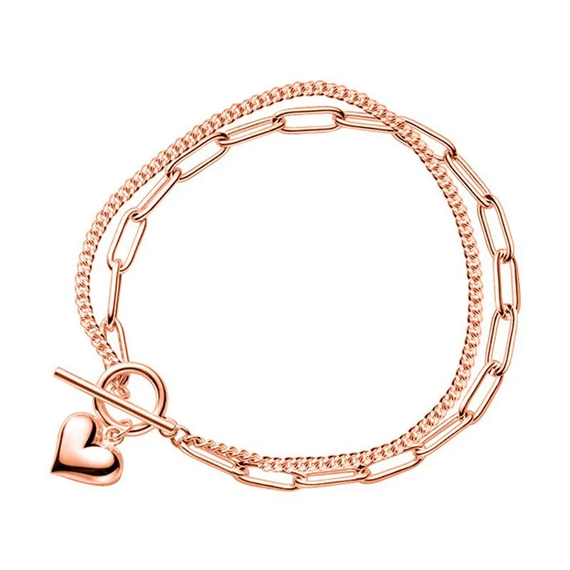 Double Layer Chain Heart Love Bracelet