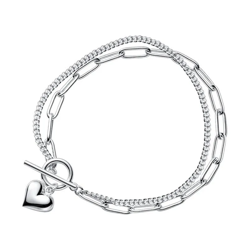 Double Layer Chain Heart Love Bracelet