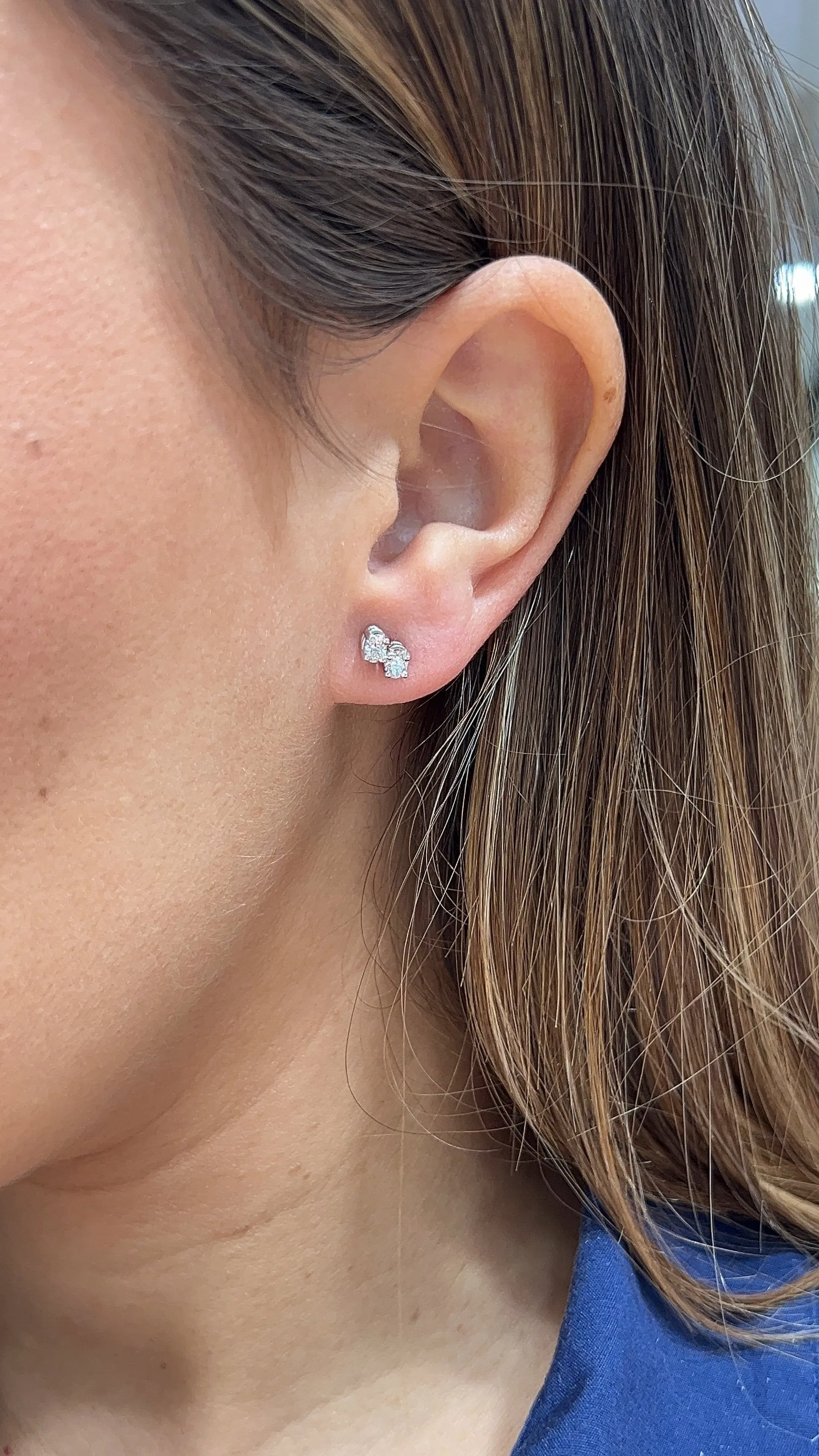Double Oval Diamond Studs