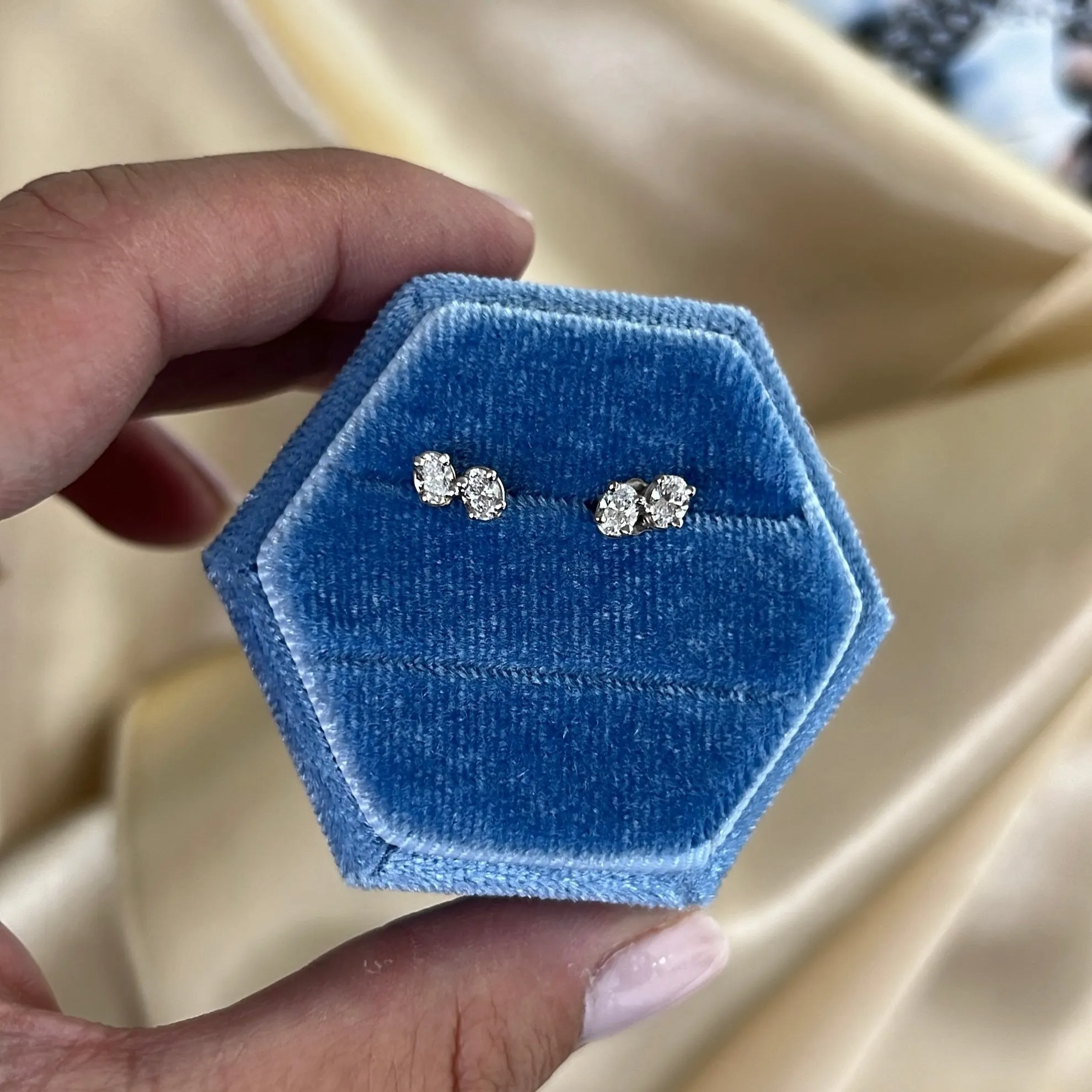 Double Oval Diamond Studs