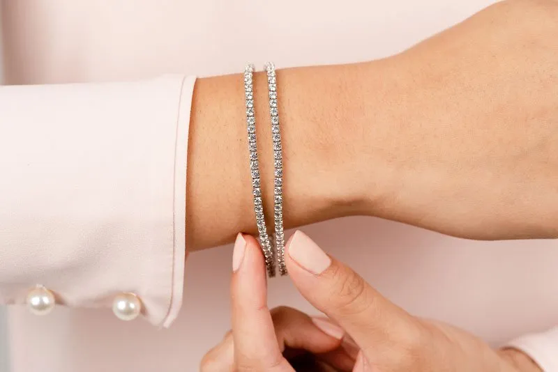 Double Strand Flexible Lab-Grown Diamond Bracelet with 7.56 ct.(finished) 2.5mm