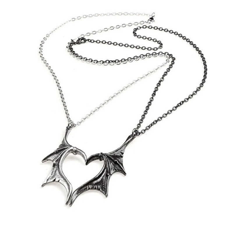 Dragon Wing Love Heart Pendant Necklace