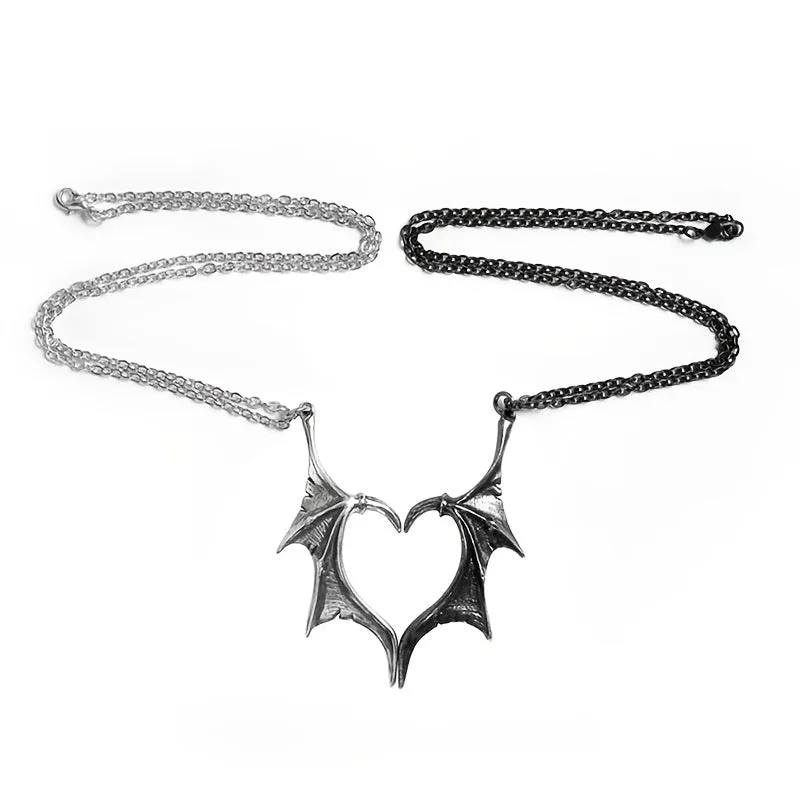 Dragon Wing Love Heart Pendant Necklace