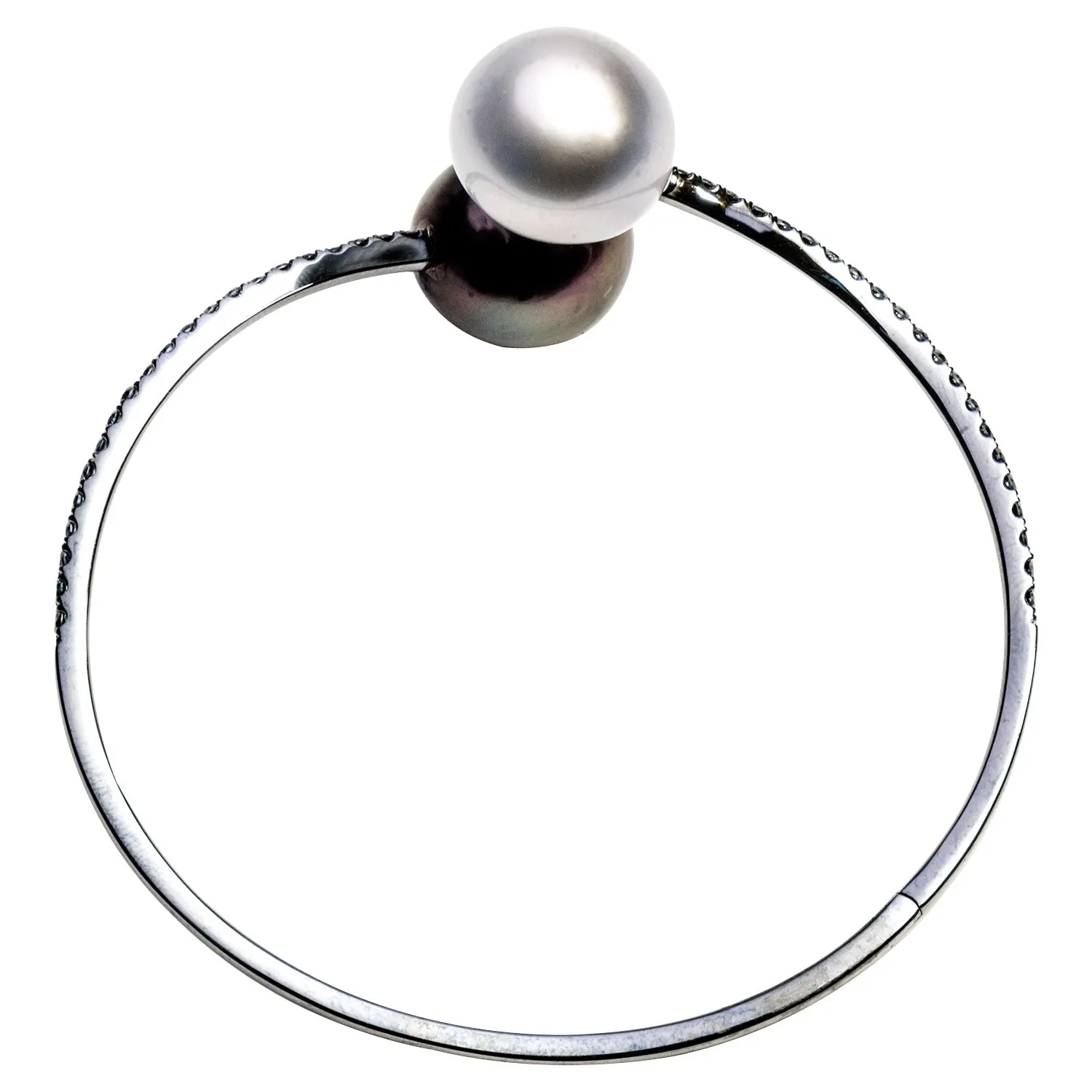 DSL 18k White Gold South Sea & Tahitian Pearl Bangle