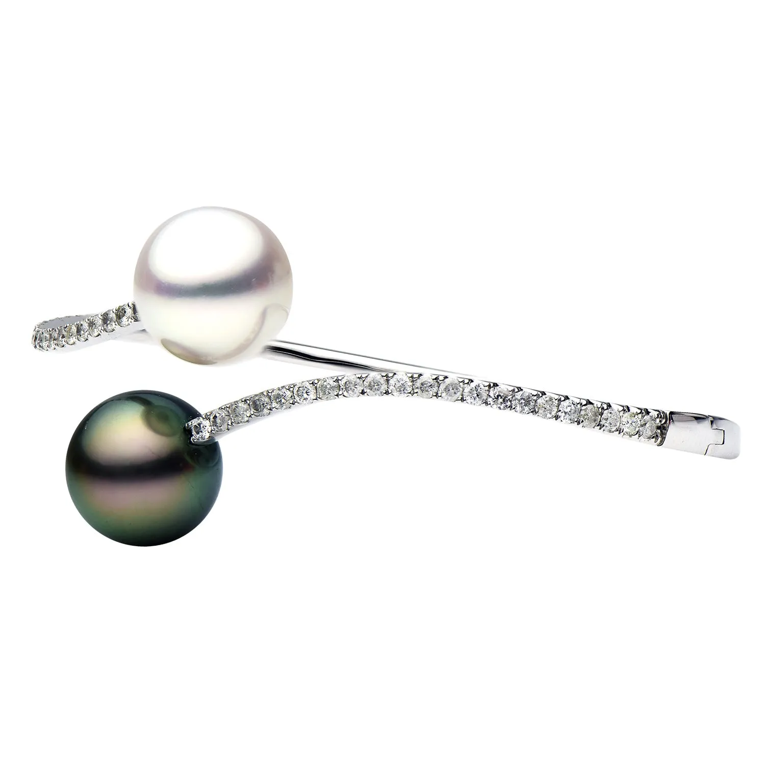 DSL 18k White Gold South Sea & Tahitian Pearl Bangle