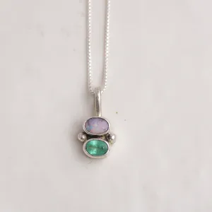 Duo Charm ◇ Australian Opal   Faceted Emerald