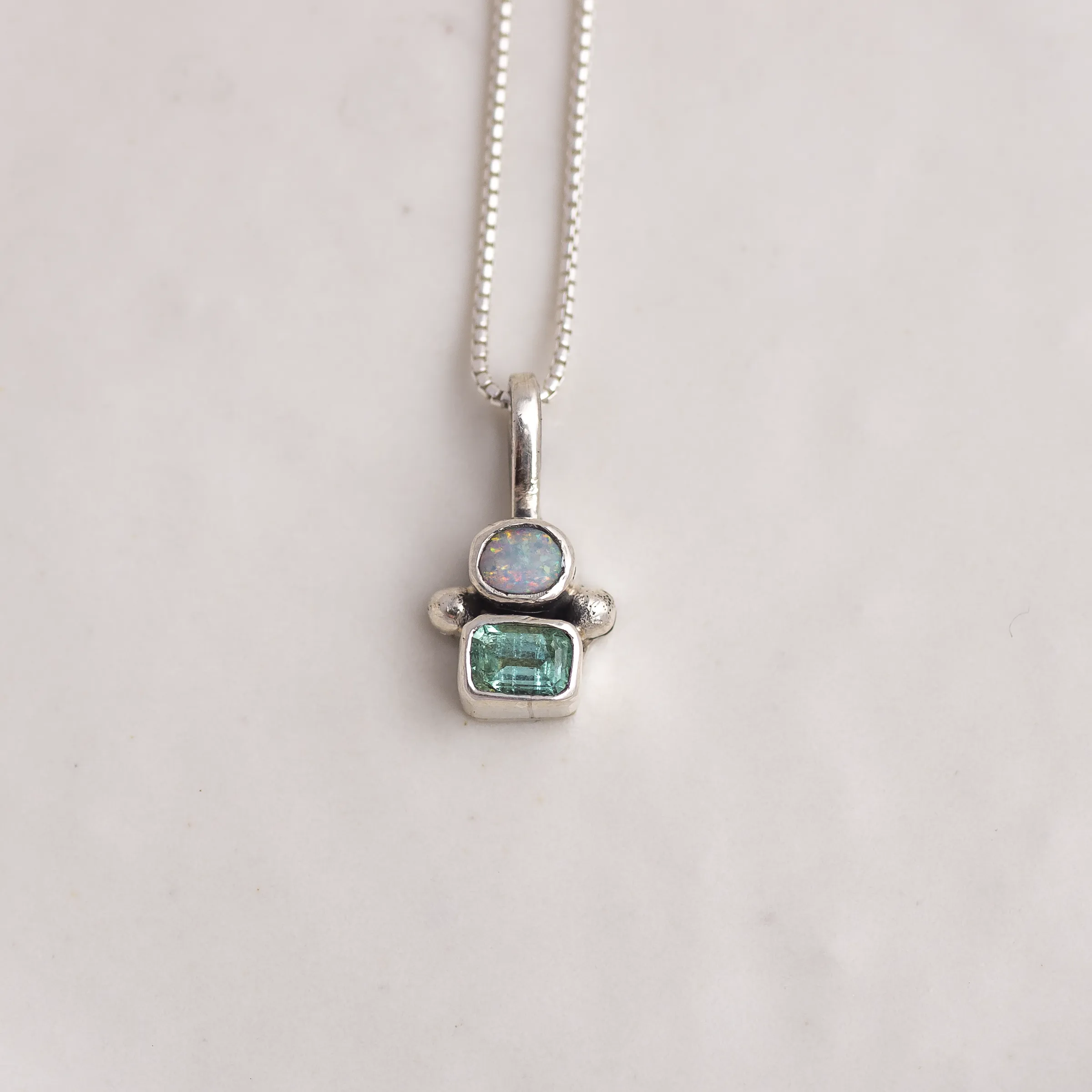 Duo Charm ◇ Australian Opal   Faceted Emerald