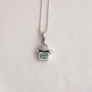 Duo Charm ◇ Australian Opal   Faceted Emerald