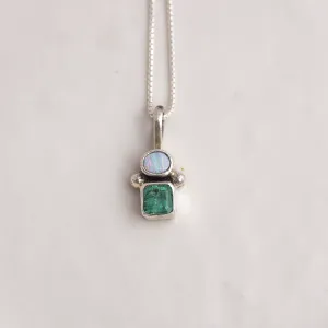 Duo Charm ◇ Australian Opal   Faceted Emerald