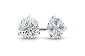 Earrings 0.93 cts Natural Round Diamonds F-G/VS2-SI2 Platinum Studs