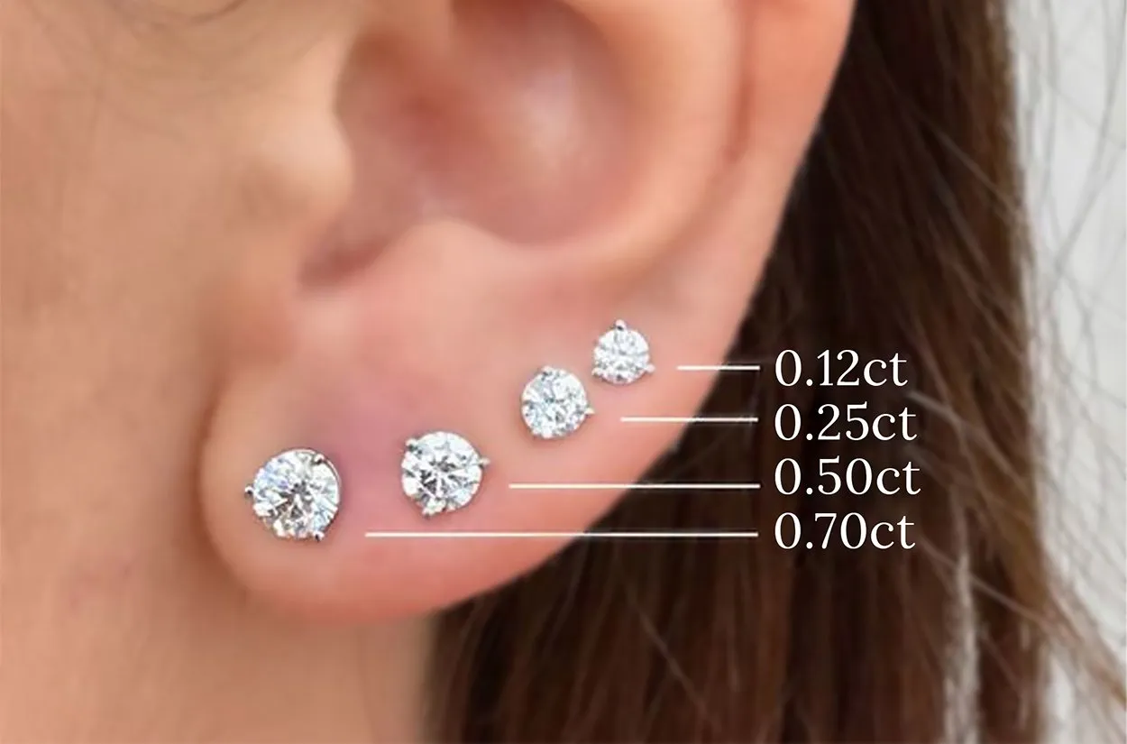 Earrings 0.93 cts Natural Round Diamonds F-G/VS2-SI2 Platinum Studs