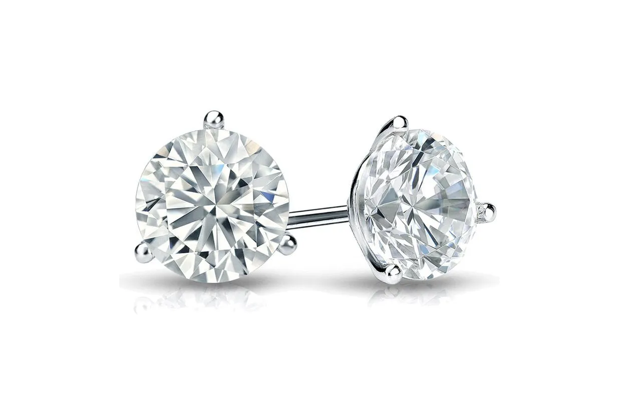 Earrings 0.93 cts Natural Round Diamonds F-G/VS2-SI2 Platinum Studs