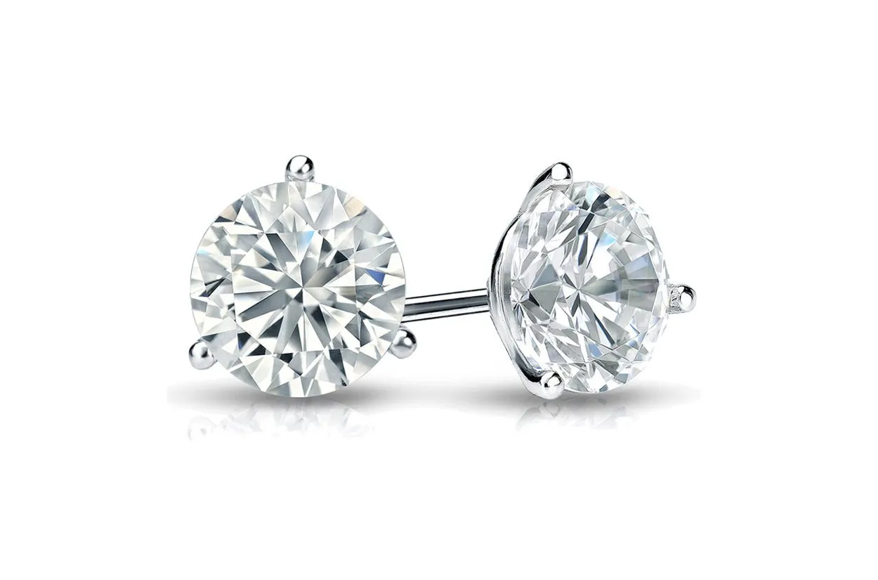 Earrings 1.40 cts Natural Round Diamonds color I clarity I1 18kt Gold Studs