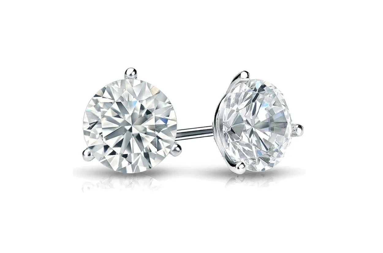 Earrings 3.00 cts Natural Round Diamonds GIA I VS2 Platinum Studs