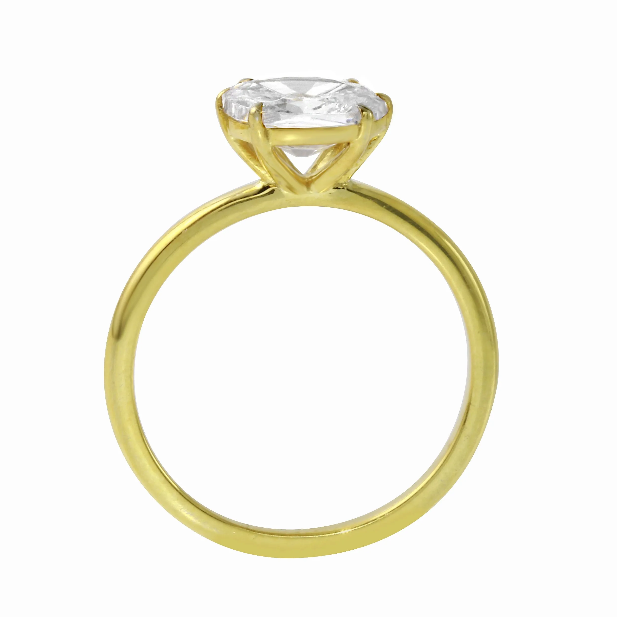 East-West Oval Diamond Six Prong Solitaire Engagement Ring