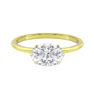 East-West Oval Diamond Six Prong Solitaire Engagement Ring