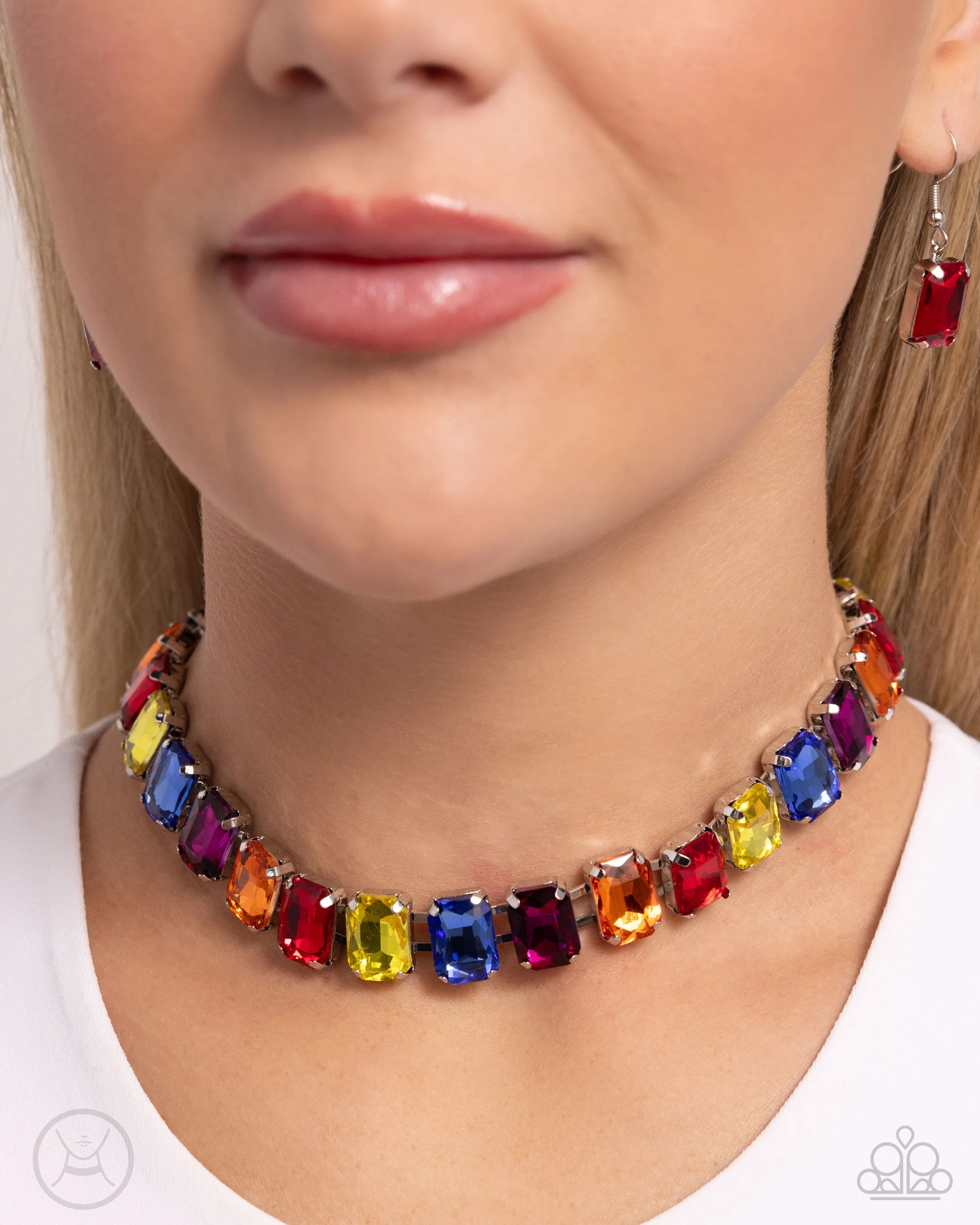 Ecstatic Emeralds - Multi - Colorful Gem Paparazzi Choker Necklace