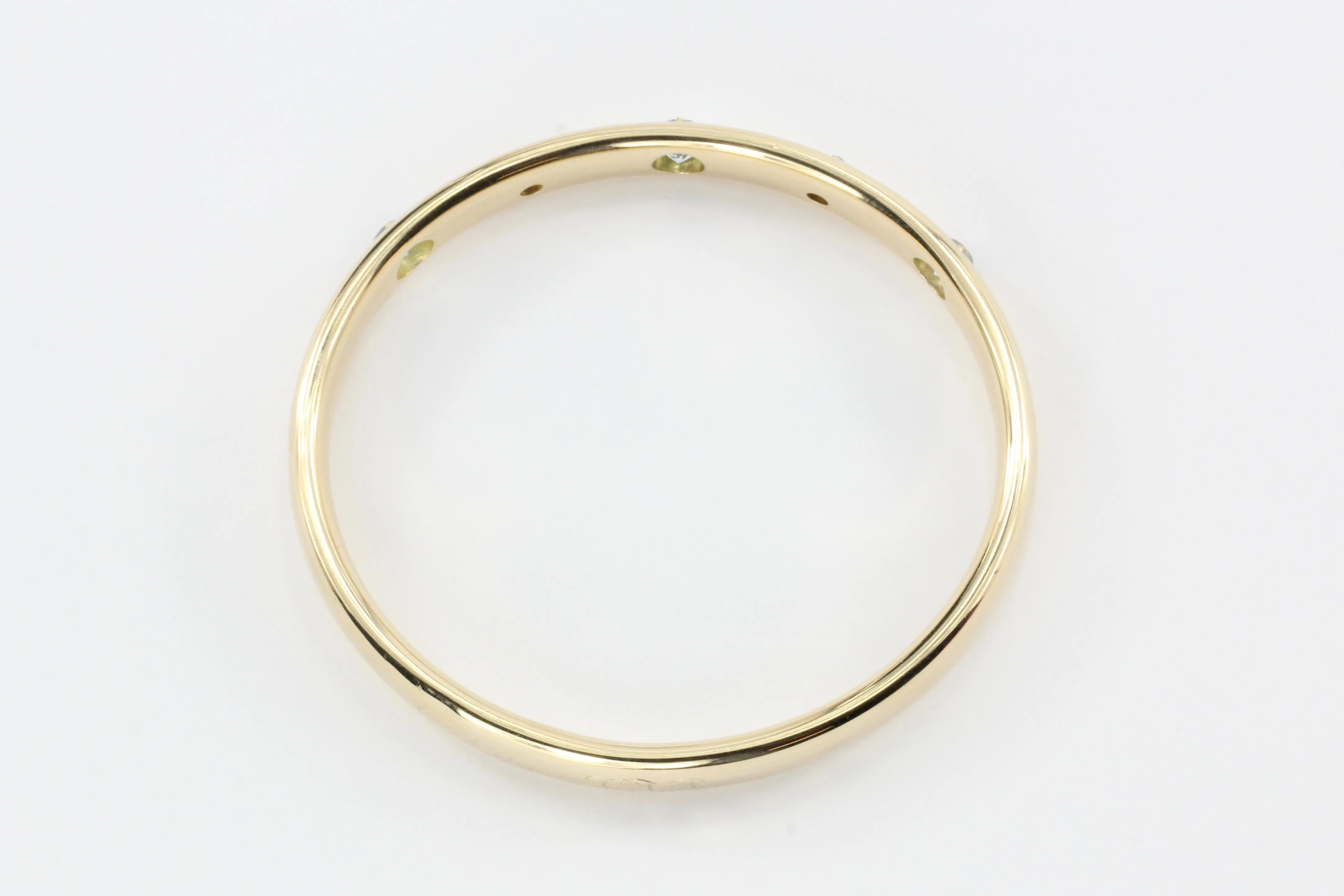 Edwardian 14K Gold Old European Diamond & Aquamarine Bangle Bracelet c.1905